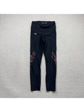 Under Armour Womens Sz S Heat Gear Compression Leggings Black W/ Cyber Design